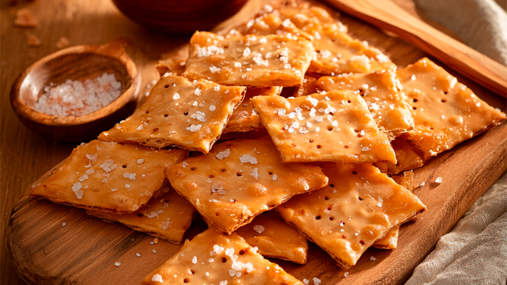 Gesalzene Cracker mit Fleur de Sel