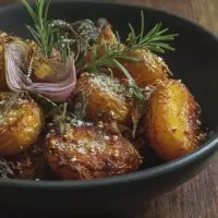 Plat de pommes de terre grenaille au thym et romarin