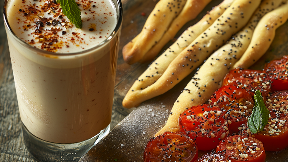 Lassi und Grissini mit Salz aus Guérande Le Guérandais